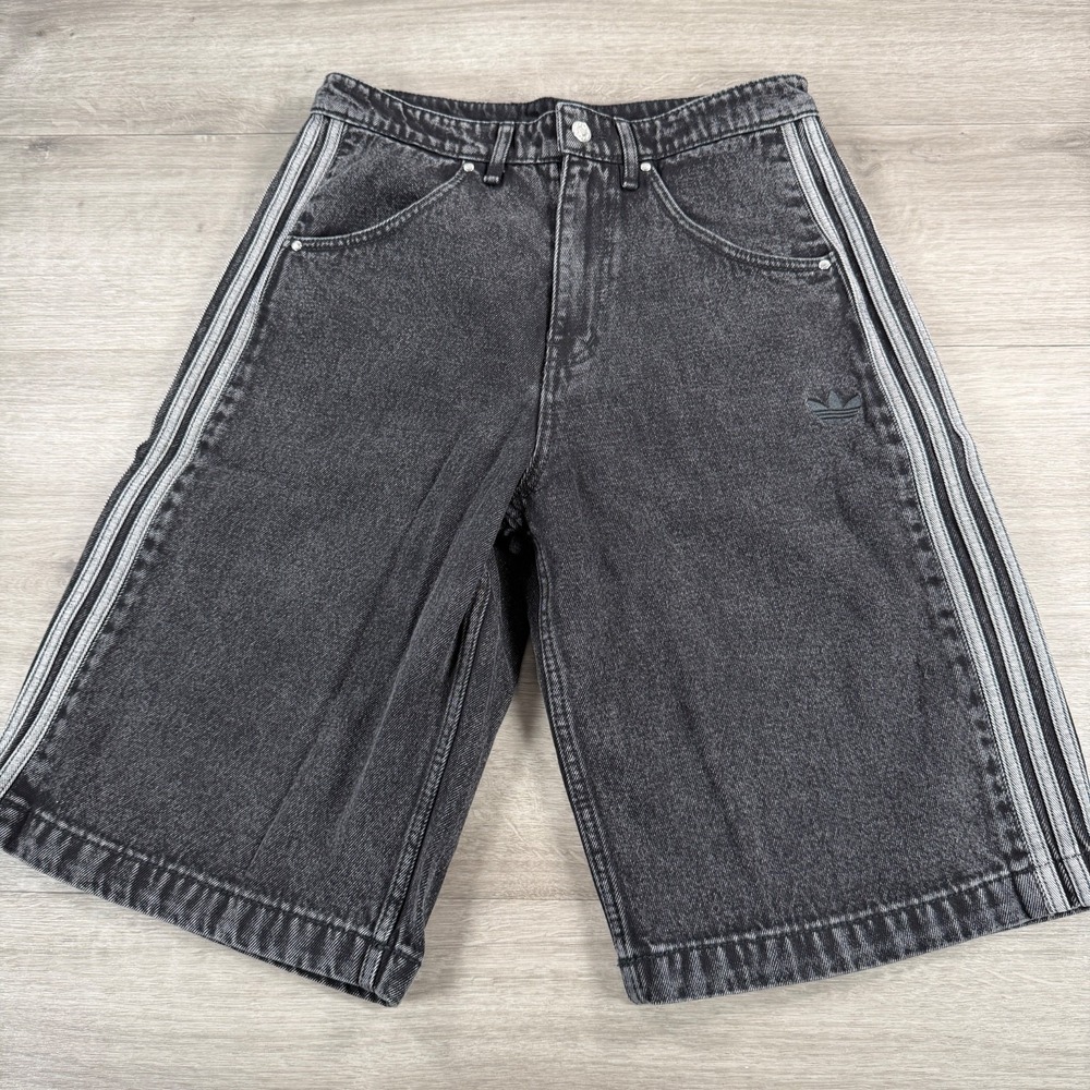 Adidas Firebird Denim Shorts True Black JC6719 Relaxed Baggy Mens Size 32